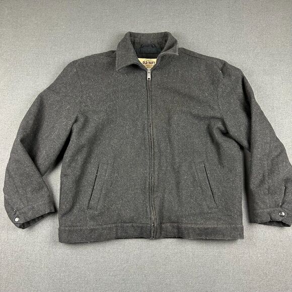 Old Navy Coat Mens Size XL Black‎ Full Zip Wool Blend Jacket Classic Winter - Picture 1 of 13
